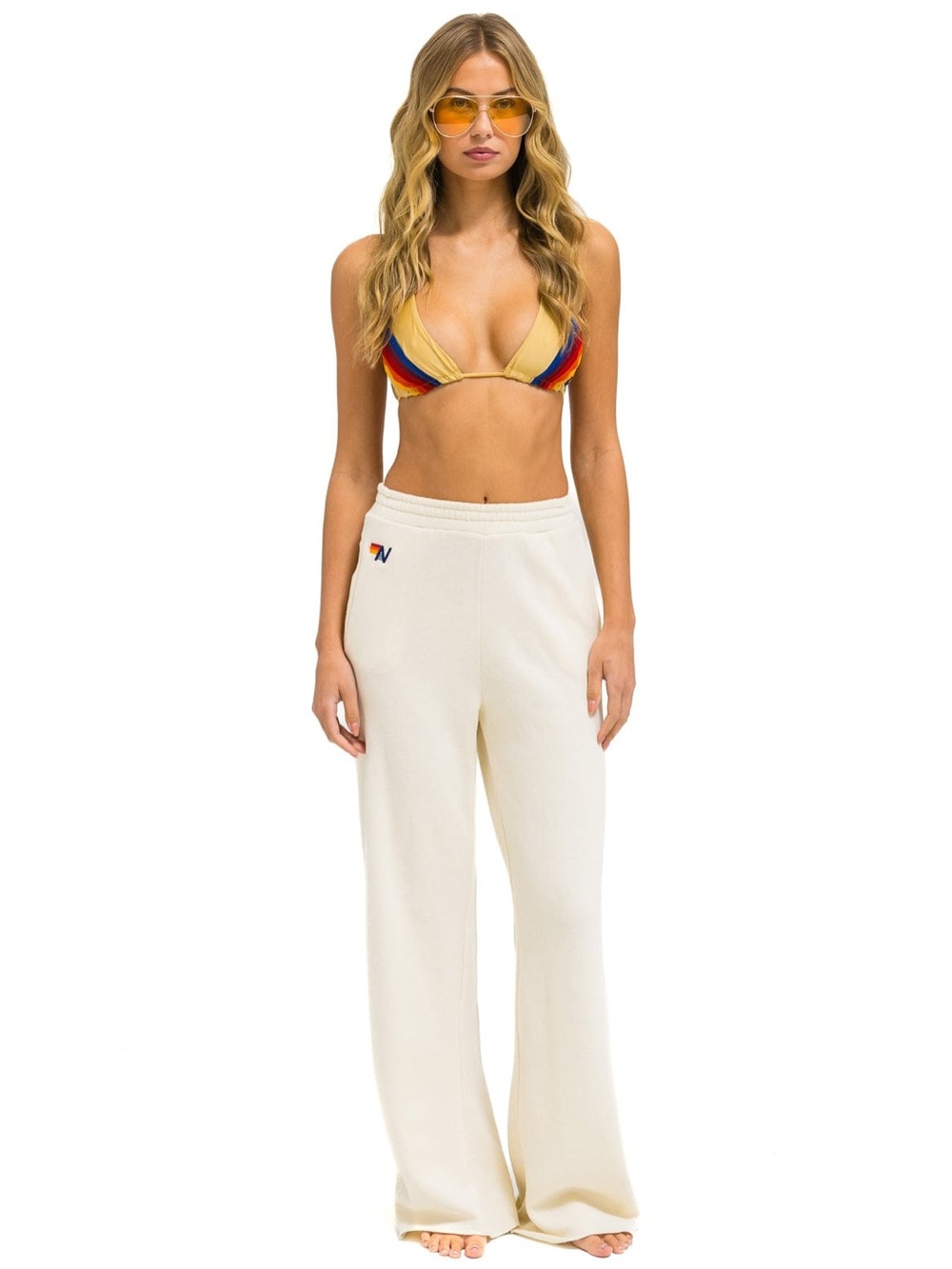 AVIATOR NATION WIDE LEG POCKET SWEATPANTS - VINTAGE WHITE